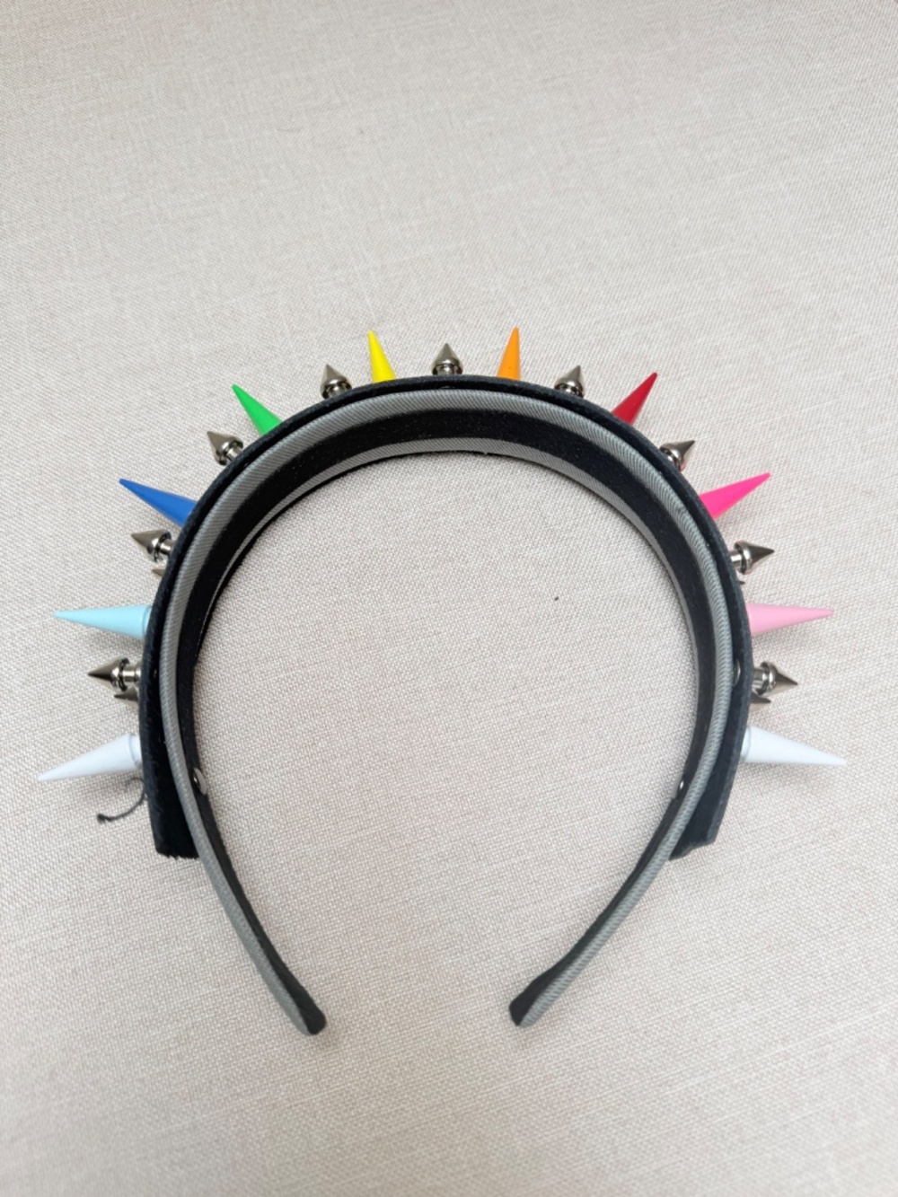 Rainbow Spiked LGBTQ Goth Punk Headband - Picture 7 of 8